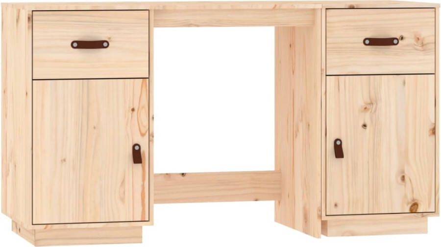 VidaXL -Bureau-met-kastjes-135x50x75-cm-massief-grenenhout - Foto 1
