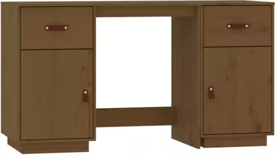 VidaXL -Bureau-met-kastjes-135x50x75-cm-massief-grenenhout-honingbruin - Foto 4