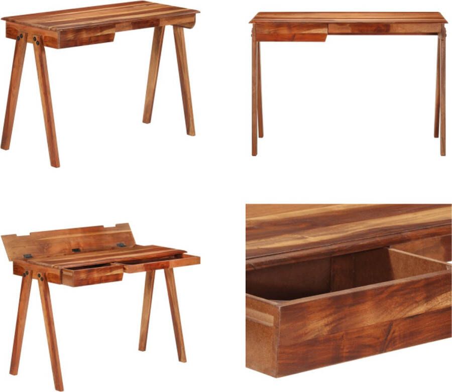 VidaXL Bureau met lade 110x50x77 cm massief acaciahout Bureau Bureaus Computertafel Computerbureau