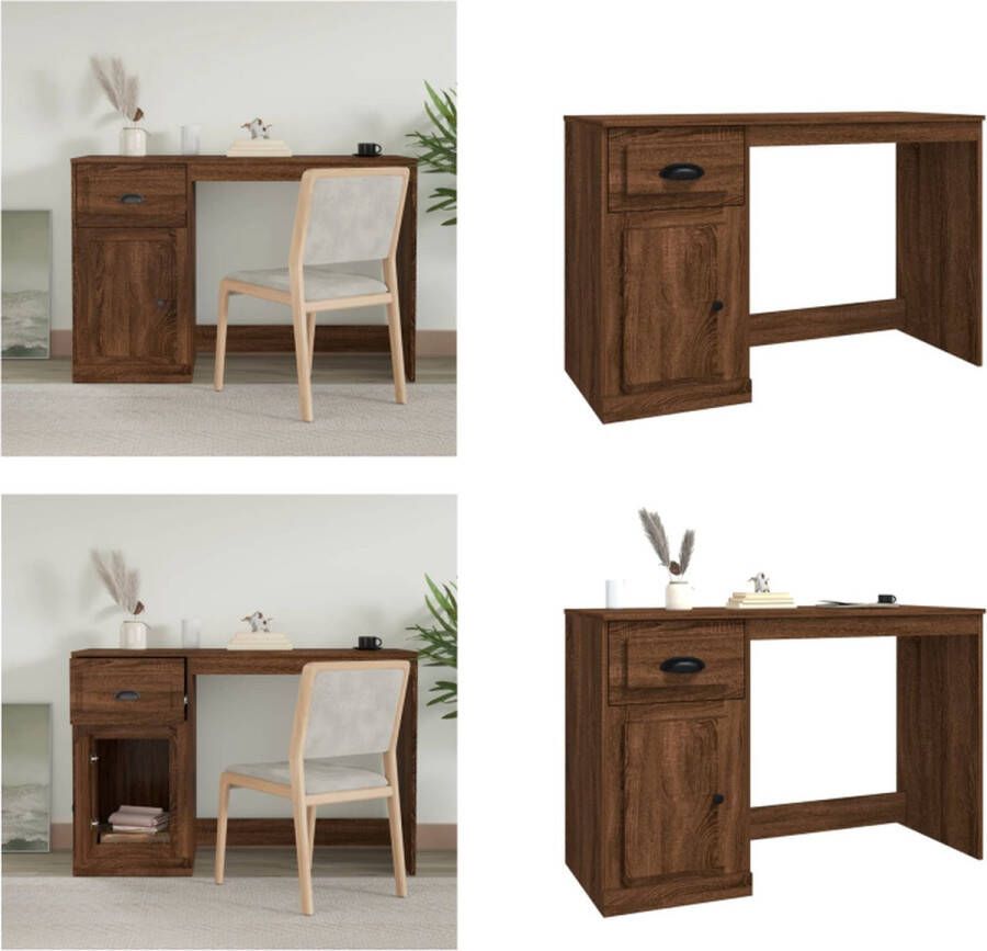 VidaXL Bureau met lade 115x50x75 cm bewerkt hout bruineikenkleurig Bureau Bureaus Houten Bureau Schrijftafel
