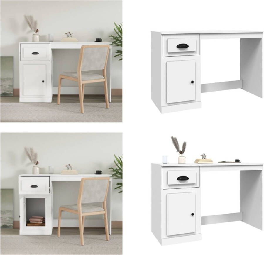 VidaXL Bureau met lade 115x50x75 cm bewerkt hout wit Bureau Bureaus Houten Bureau Schrijftafel