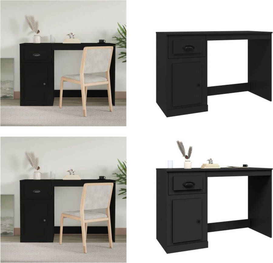 VidaXL Bureau met lade 115x50x75 cm bewerkt hout zwart Bureau Bureaus Houten Bureau Schrijftafel