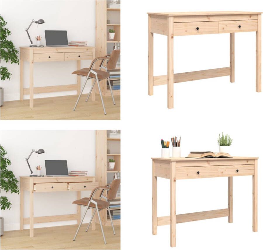 VidaXL Bureau met lades 100x50x78 cm massief grenenhout Bureau Bureaus Houten Bureau Schrijftafel