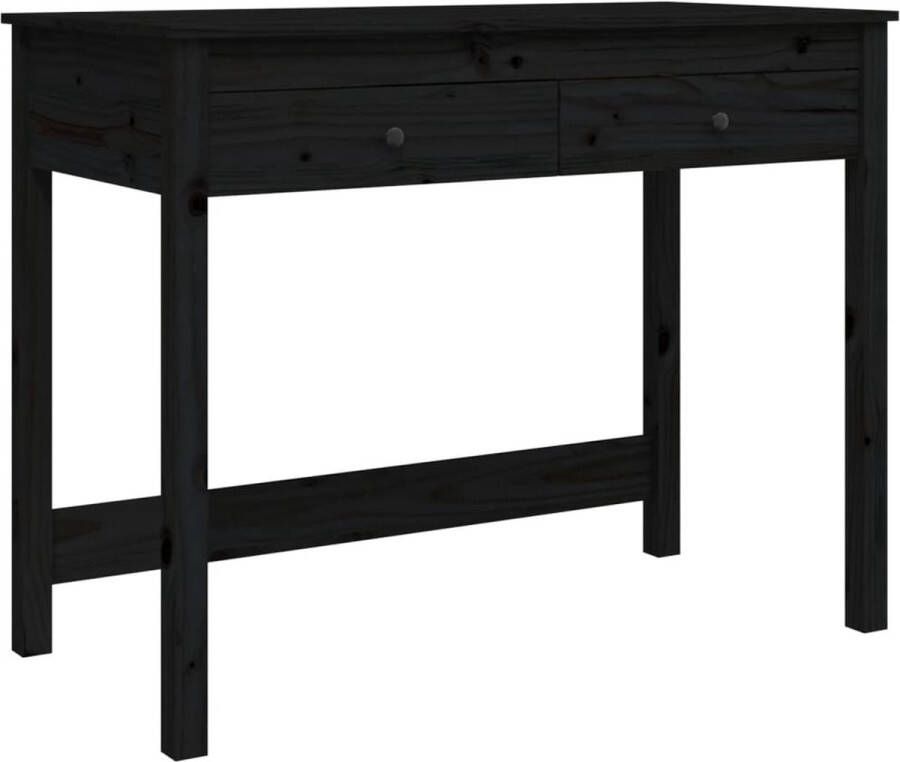 VidaXL Bureau Massief Grenenhout Zwart 100x50x78 cm Kantoormeubilair Bureau Grenenhouten Bureau Zwarte Bureau Laptop Bureau Thuiswerkplek Schrijfblad Bureaublad Boekenkast Opslagruimte Kantooraccessoires - Foto 2