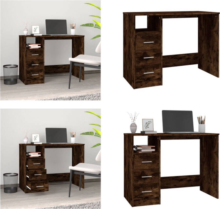 VidaXL -Bureau-met-lades-102x50x76-cm-bewerkt-hout-gerookt-eikenkleurig - Foto 2