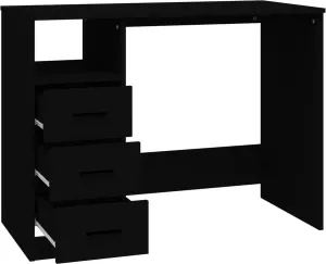 VidaXL Bureau met lades 102x50x76 cm bewerkt hout zwart