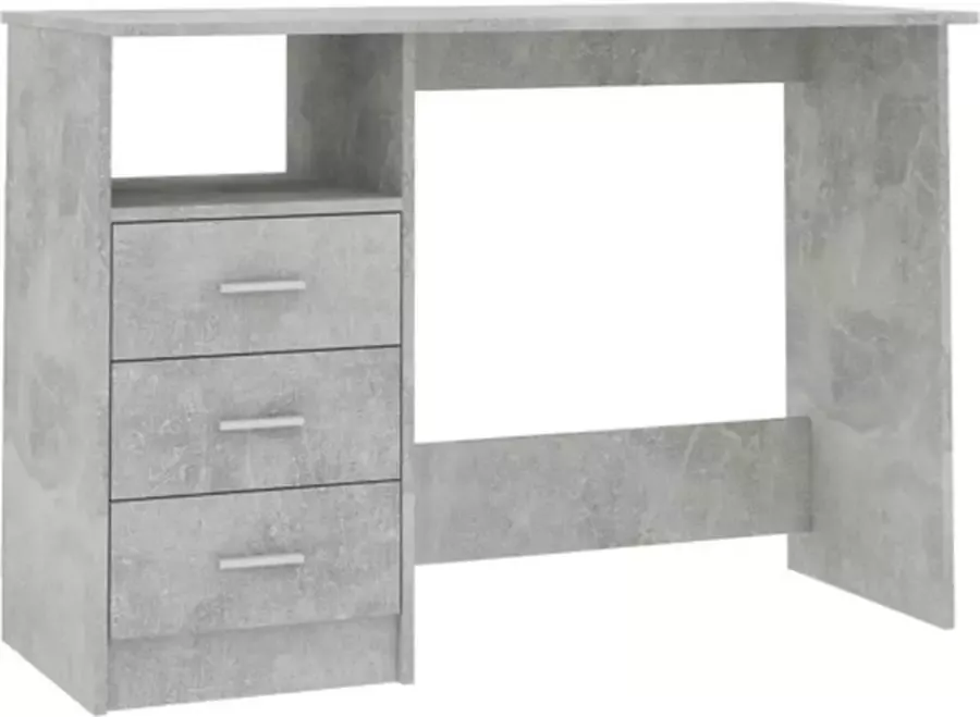 vidaXL Bureau met lades 110x50x76 cm spaanplaat betongrijs