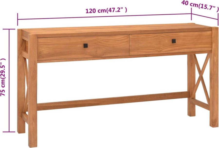 VidaXL -Bureau-met-lades-120x40x75-cm-massief-teakhout - Foto 2