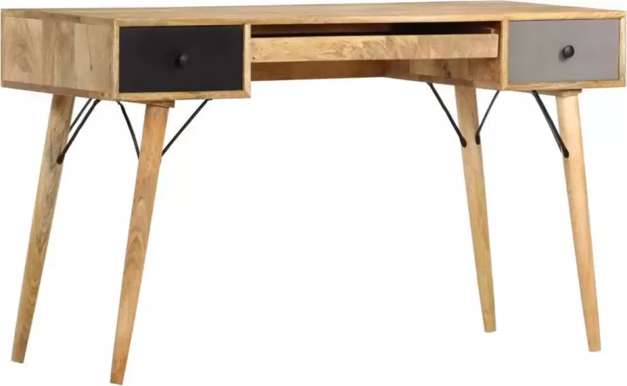 VidaXL Bureau met lades 130x50x80 cm massief mangohout