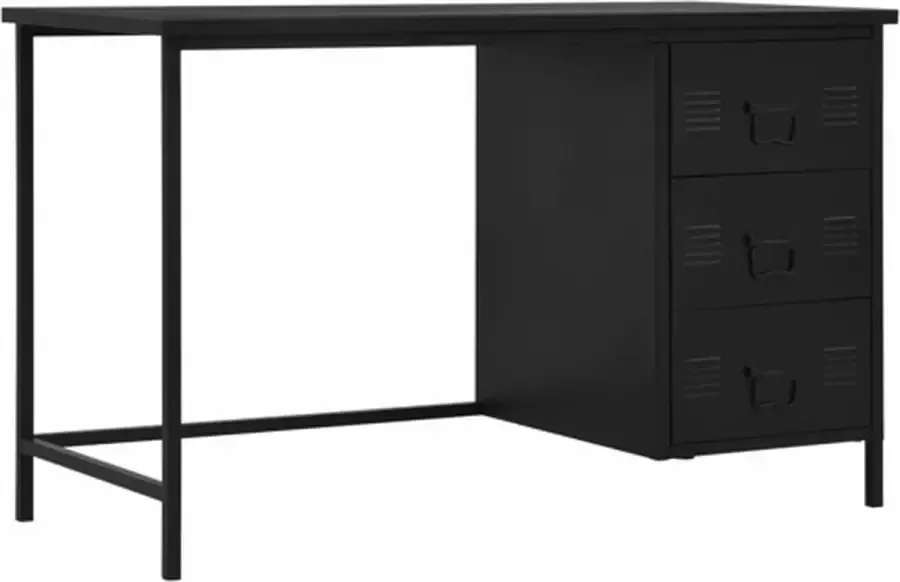 VidaXL -Bureau-met-lades-industrieel-120x55x75-cm-staal-zwart - Foto 2