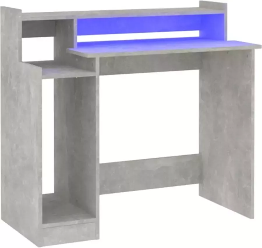 VidaXL -Bureau-met-LED-verlichting-97x45x90-cm-bewerkt-hout-betongrijs - Foto 4