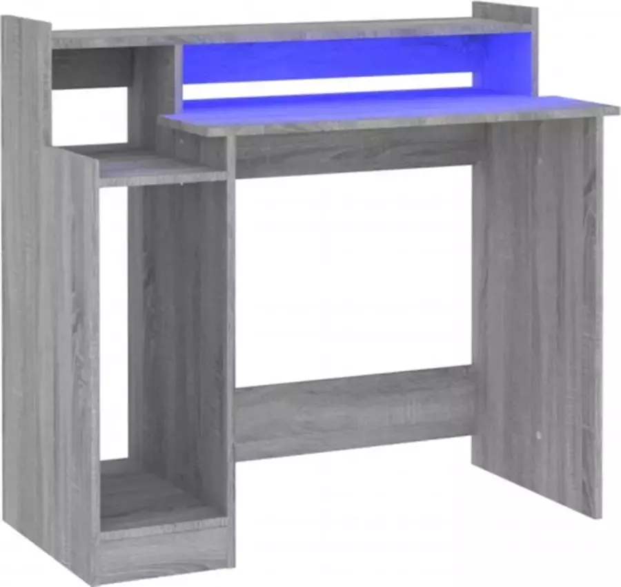 VidaXL -Bureau-met-LED-verlichting-97x45x90-cm-hout-grijs-sonoma-eiken - Foto 2