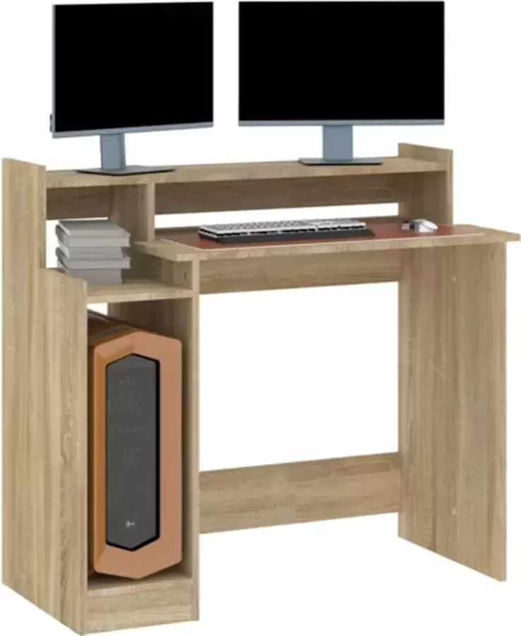 VidaXL -Bureau-met-LED-verlichting-97x45x90-cm-hout-sonoma-eikenkleurig - Foto 6