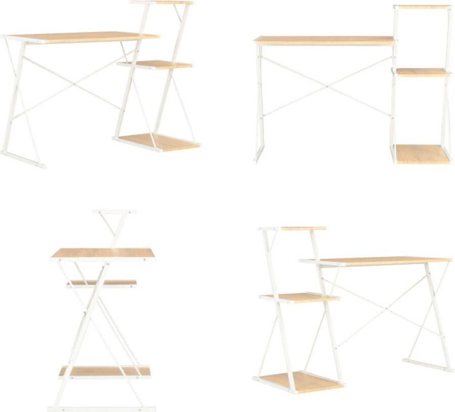 VidaXL Bureau met schap 116x50x93 cm wit en eikenkleurig Computertafel Computertafels Computerbureau Computerbureaus