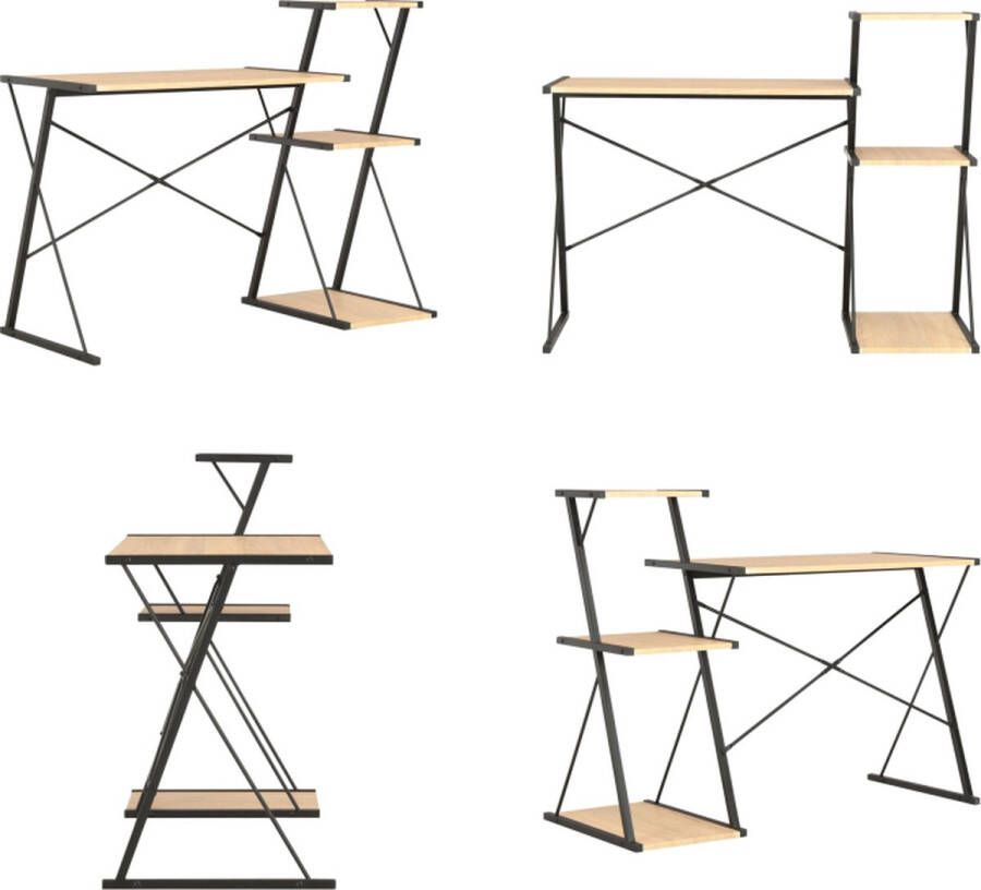 VidaXL Bureau met schap 116x50x93 cm zwart en eikenkleurig Computertafel Computertafels Computerbureau Computerbureaus
