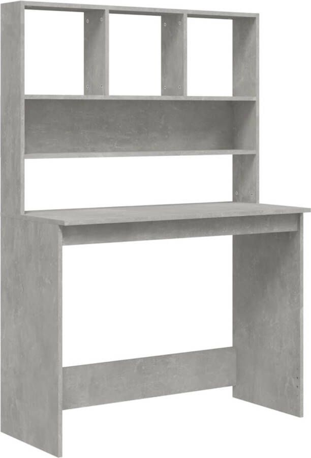 VidaXL -Bureau-met-schappen-102x45x148-cm-bewerkt-hout-betongrijs - Foto 2