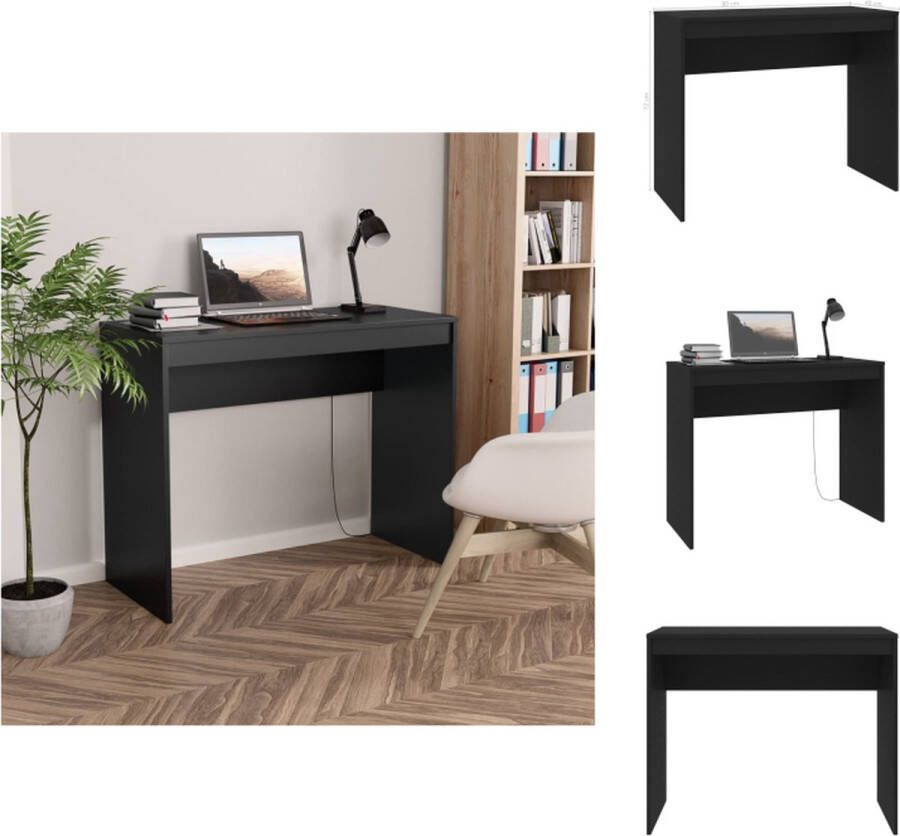 VidaXL Bureau Bureaus Laptoptafel Computertafel Bureau 90x40x72 cm bewerkt hout zwart - Foto 2