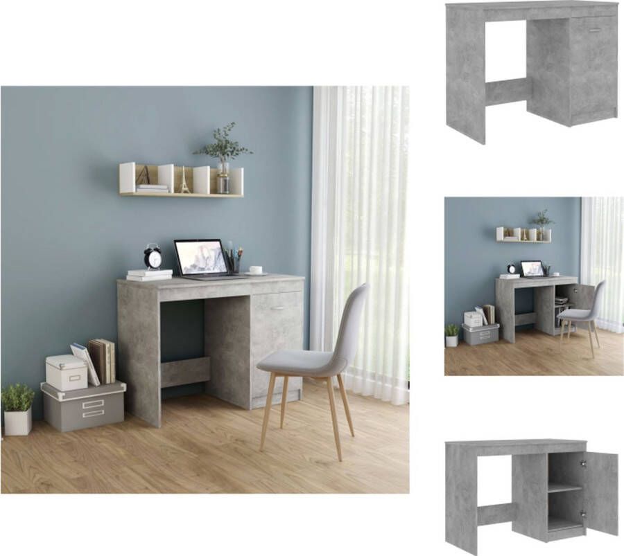 VidaXL Bureau Moderne schrijftafel 100 x 50 x 76 cm Betongrijs hout Bureau