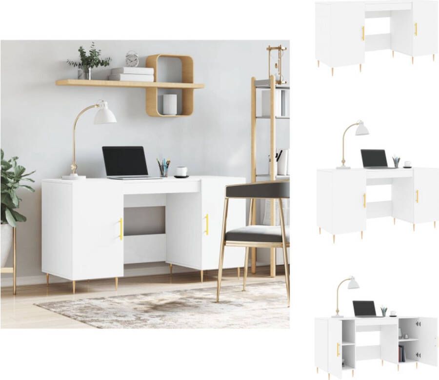 VidaXL Bureau Bureaus Schrijftafel Buro Bureau 140x50x75 cm bewerkt hout wit