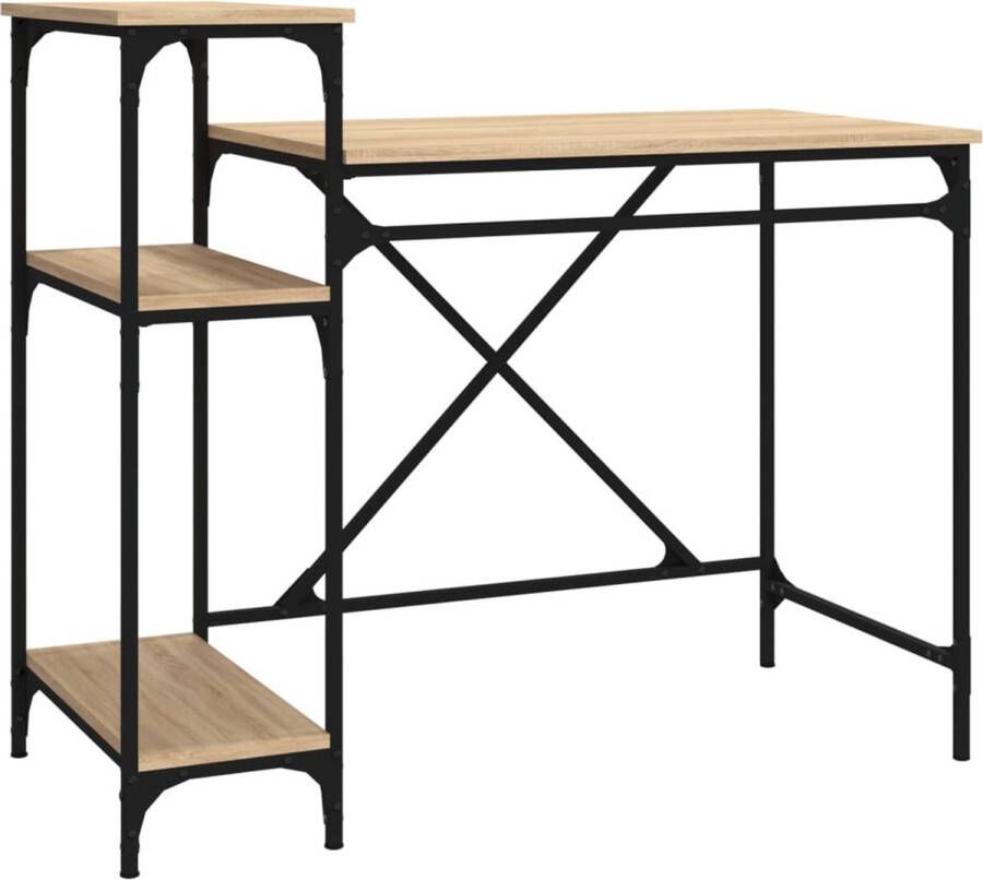 VidaXL -Bureau-schappen-105x50x90-bewerkt-hout-en-ijzer-sonoma-eiken