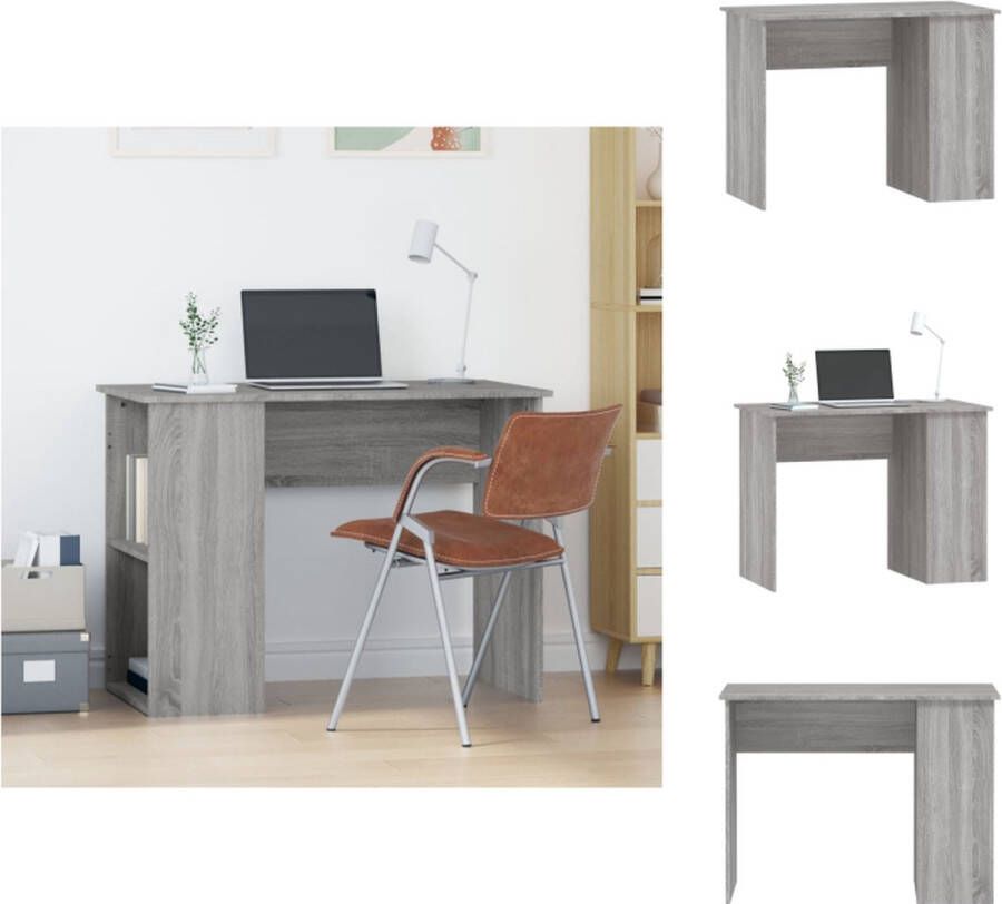 vidaXL Bureau Schappen Grijs Sonoma Eiken 100 x 55 x 75 cm Bewerkt hout Bureau