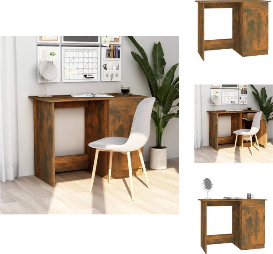 VidaXL Bureau Bureaus Tafel Computerbureau Bureau 100x50x76 cm bewerkt hout gerookt eikenkleurig - Foto 2