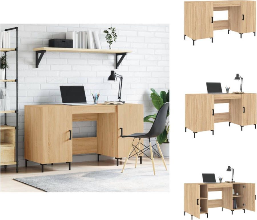 VidaXL Bureau Bureaus Schrijftafel Buro Bureau 140x50x75 cm bewerkt hout sonoma eikenkleurig