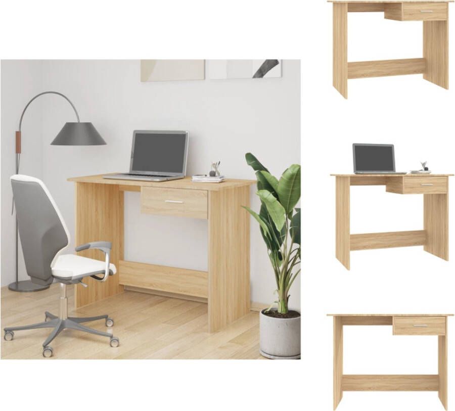 VidaXL Bureau Bureaus Tafel Tafels Bureau 100x50x76 cm bewerkt hout gerookt eikenkleurig - Foto 2