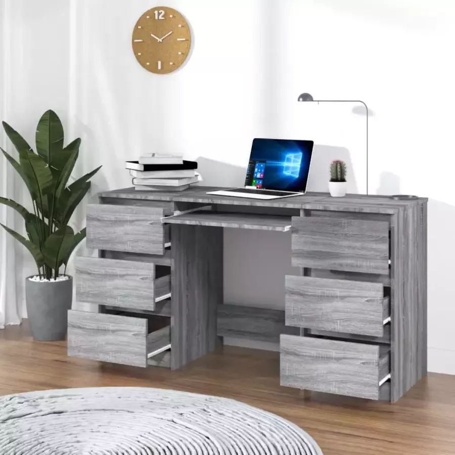 VidaXL Bureau spaanplaat 140x50x77 cm grijs