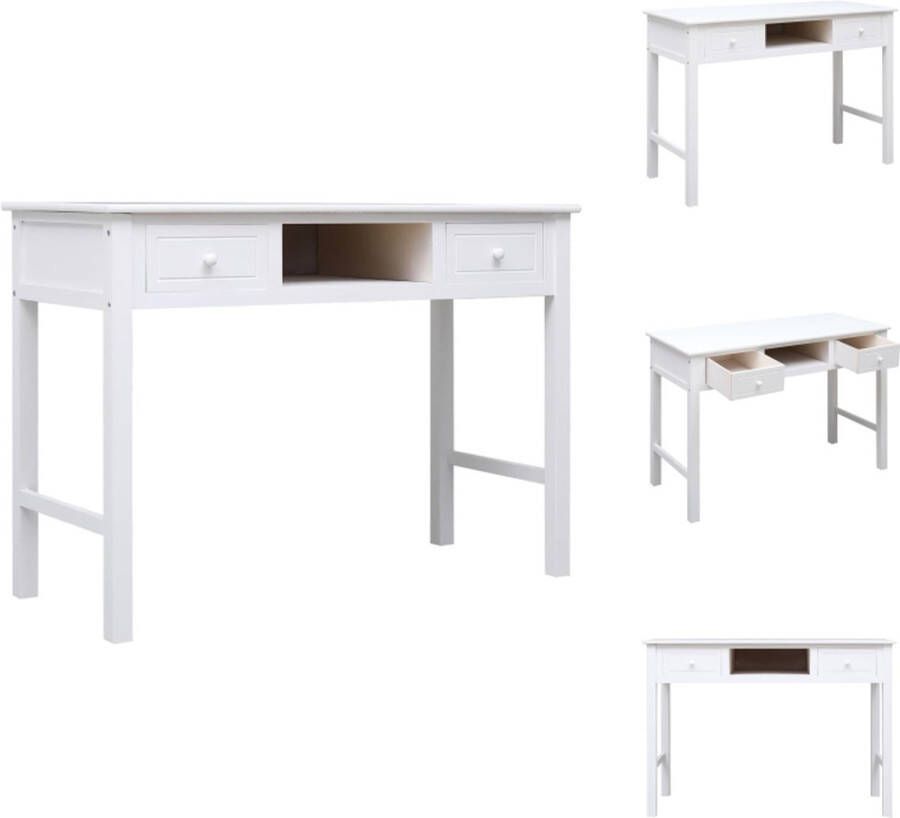 VidaXL Bureau Stijlvol en Praktisch Houten Bureau 108 x 45 x 76 cm Massief Paulowniahout Bureau