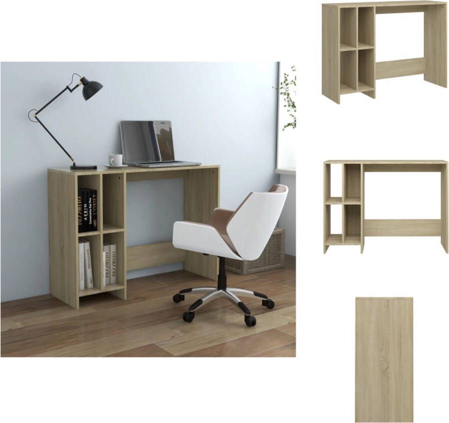 VidaXL Bureau Bureaus Tafel Tafels Bureau 102 5x35x75 cm bewerkt hout sonoma eikenkleurig - Foto 2