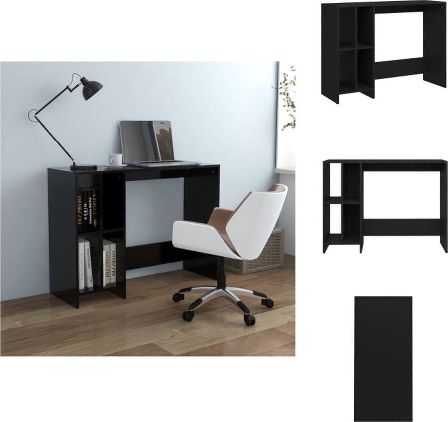 VidaXL Bureau Strak en modern Praktisch voor kleine ruimtes Zwart 102.5 x 35 x 75 cm Met 4 schappen Bureau