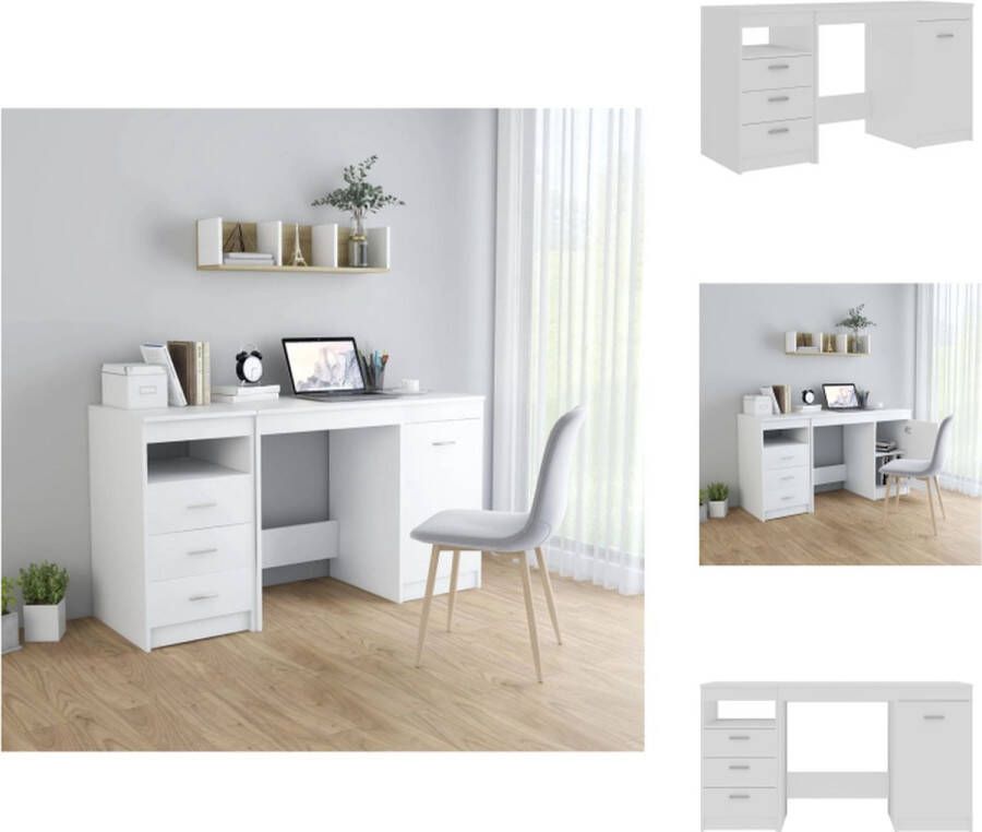 VidaXL Bureau Bureaus Tafel Tafels Bureau 140x50x76 cm bewerkt hout wit