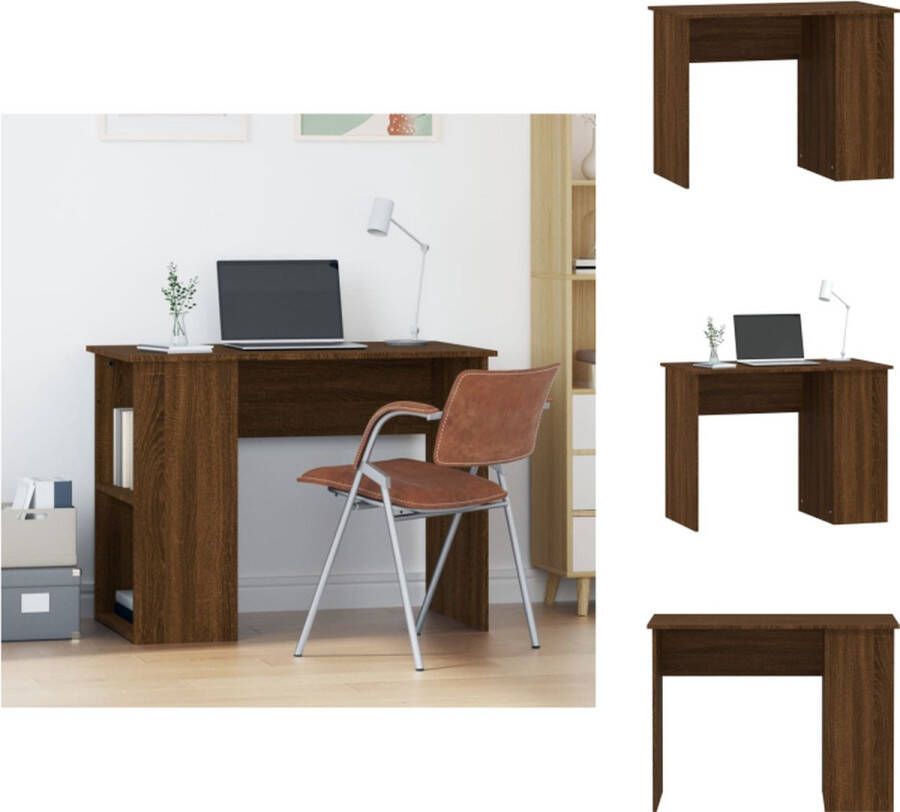 VidaXL Bureau Strakke Brown Oak 100 x 55 x 75 cm met opbergruimte Bureau