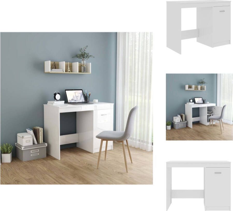 VidaXL -Bureau-100x50x76-cm-bewerkt-hout-wit - Foto 3