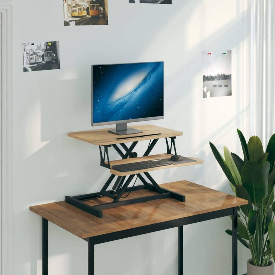 VidaXL -Bureau-verstelbaar-60x40x(13-41 5)-cm-staal-en-bewerkt-hout - Foto 2