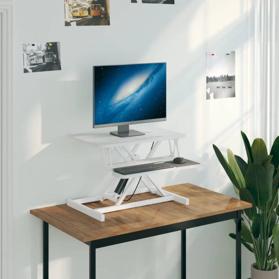 VidaXL -Bureau-verstelbaar-60x40x(13-41 5)-cm-staal-en-bewerkt-hout - Foto 2