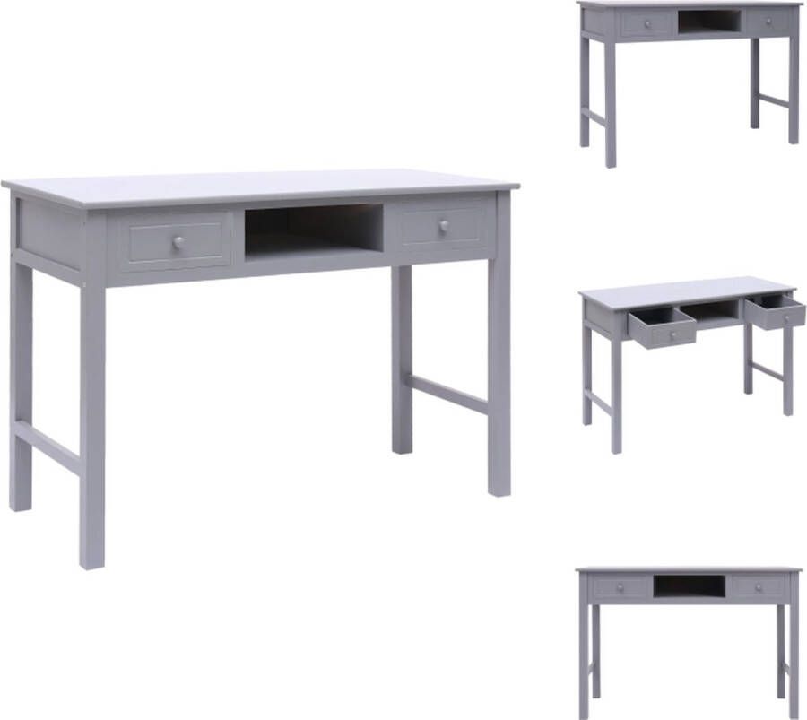 VidaXL Bureau Vintage Hout 110x45x76 cm Grijs Paulownia Populierenhout Bureau