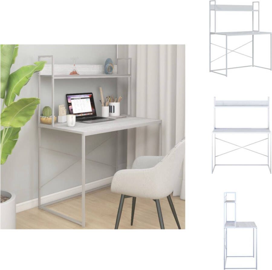 VidaXL Computertafel Computertafels Computerbureau Bureau Computerbureau 110x60x138 cm bewerkt hout wit - Foto 2