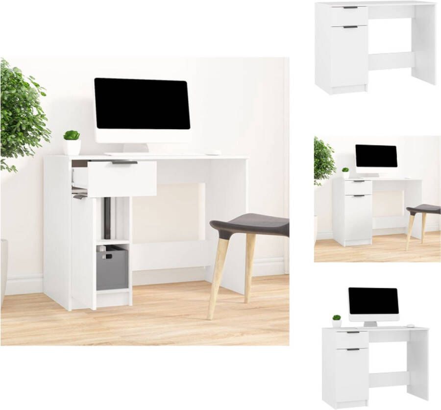 VidaXL Bureau Bureaus Tafel Computerbureau Bureau 100x50x75 cm bewerkt hout wit