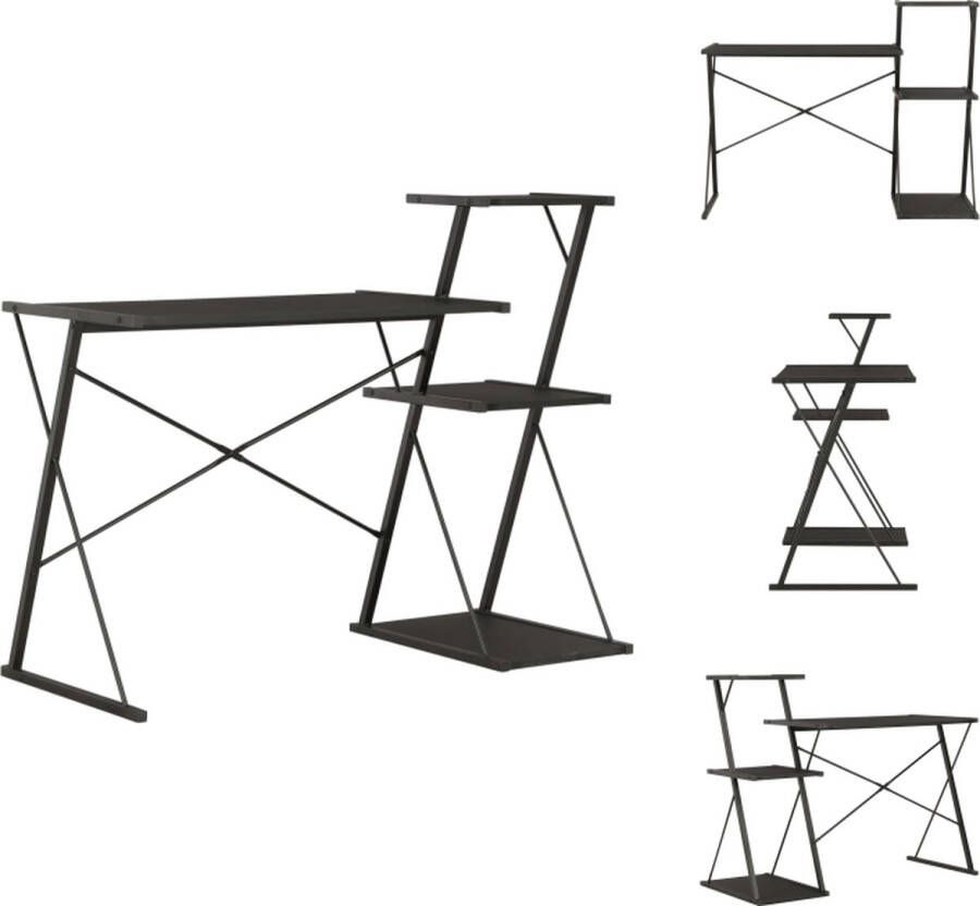 VidaXL Computertafel Computertafels Computerbureau Computerbureaus Bureau met schap 116x50x93 cm zwart