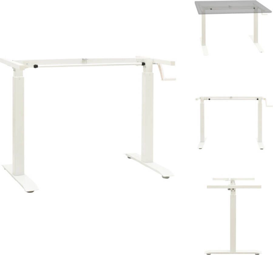 The Living Store Bureauframe Handmatig verstelbaar Verstelbare breedte- 102-160 cm Verstelbare hoogte- 71-113 cm Geschikt voor tafelblad 120-180 cm Kleur- wit Materiaal- koolstofstaal - Foto 2