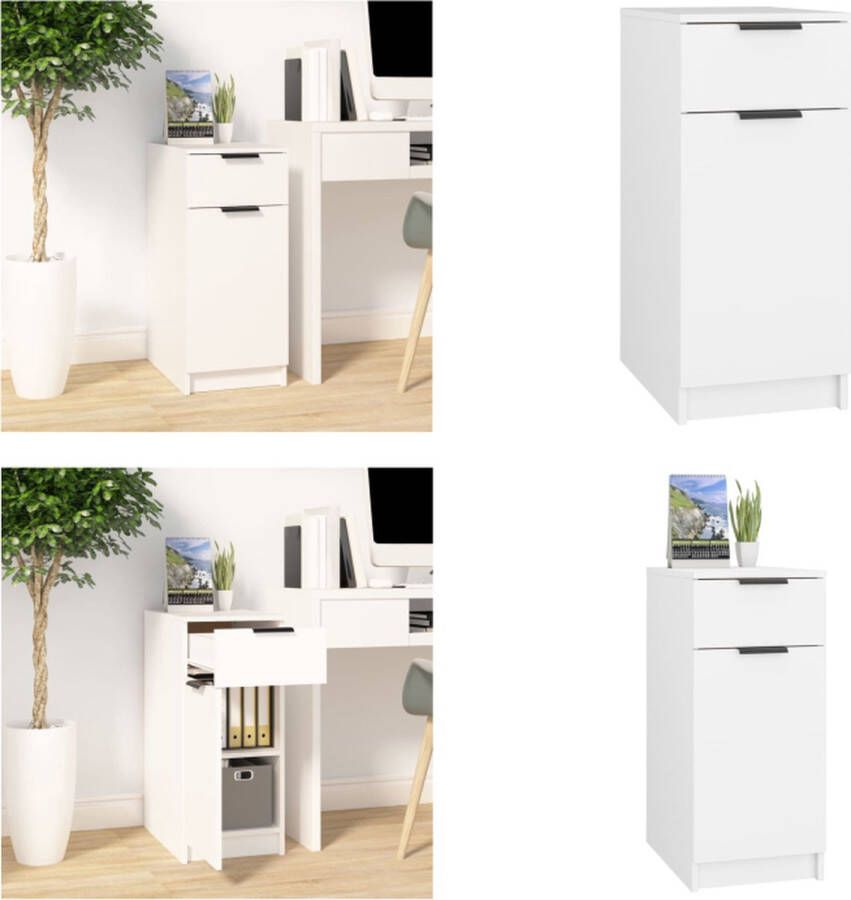 VidaXL Bureaukast 33 5x50x75 cm bewerkt hout wit Opberg Kast Opberg Kasten Opbergkast Ladekast - Foto 2