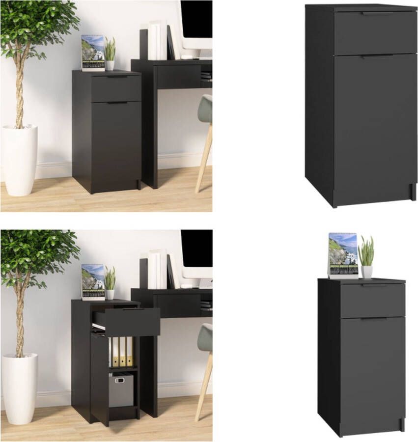 VidaXL Bureaukast 33 5x50x75 cm bewerkt hout zwart Opberg Kast Opberg Kasten Opbergkast Ladekast