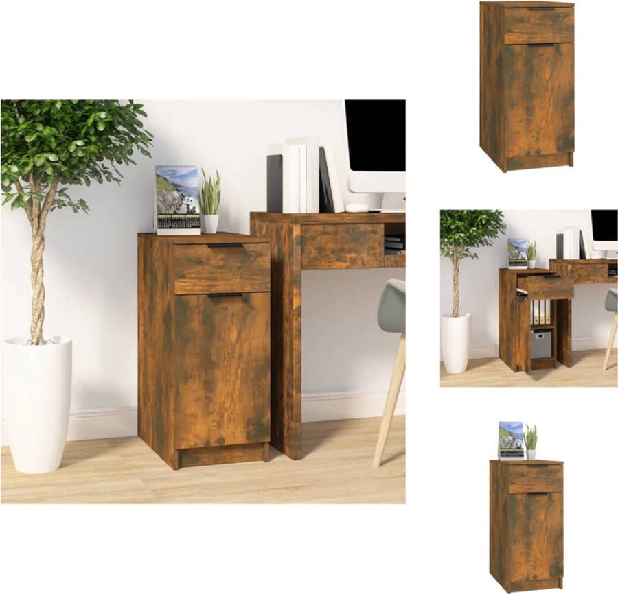 VidaXL Opberg Kast Opberg Kasten Opbergkast Ladekast Bureaukast 33 5x50x75 cm bewerkt hout gerookt eikenkleurig - Foto 2