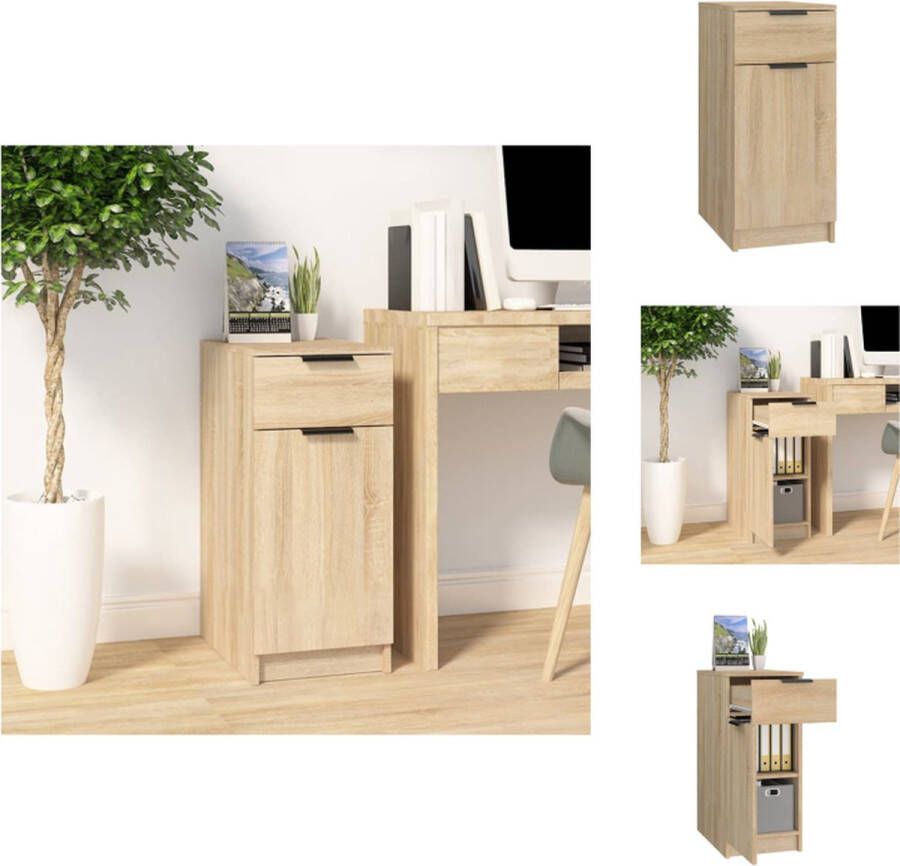 VidaXL Opberg Kast Opberg Kasten Opbergkast Ladekast Bureaukast 33 5x50x75 cm bewerkt hout sonoma eikenkleurig - Foto 2