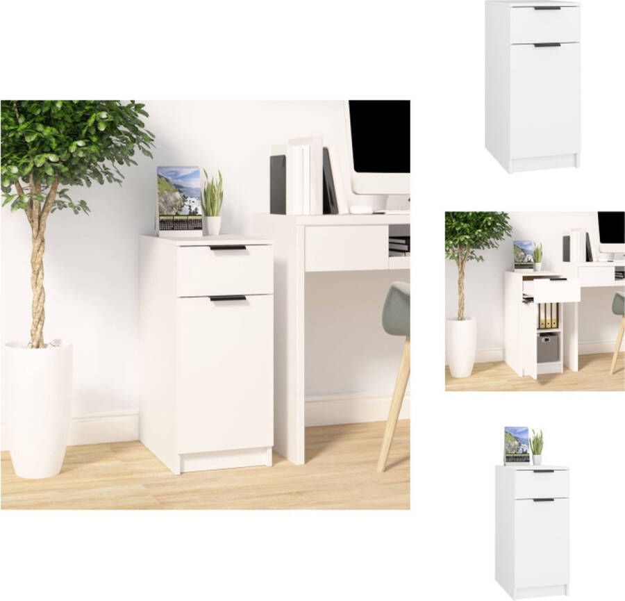 VidaXL Opberg Kast Opberg Kasten Opbergkast Ladekast Bureaukast 33 5x50x75 cm bewerkt hout wit - Foto 2