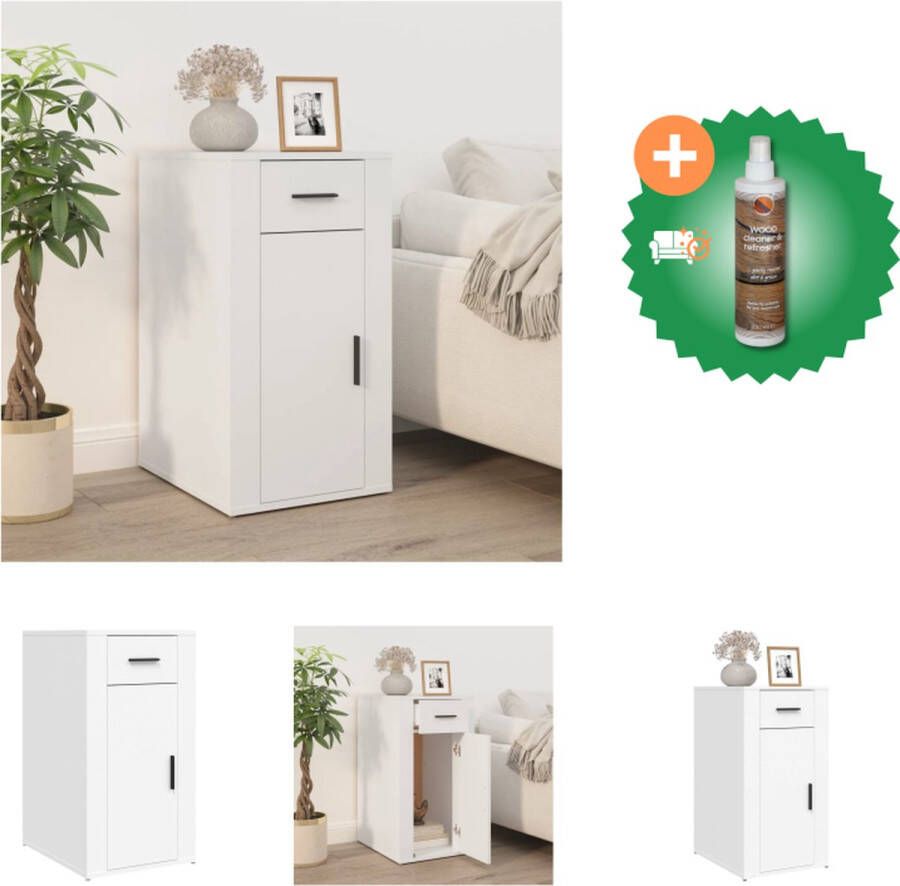 VidaXL Bureaukast Wit 40 x 49 x 75 cm Duurzaam bewerkt hout Kast Inclusief Houtreiniger en verfrisser