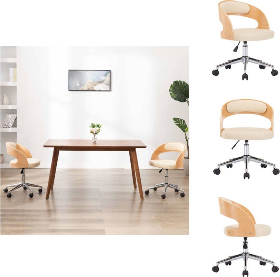 vidaXL Bureaustoel Crème Kunstleer Ergonomisch Design Gemakkelijk verplaatsbaar Eenvoudig te monteren Bureaustoel