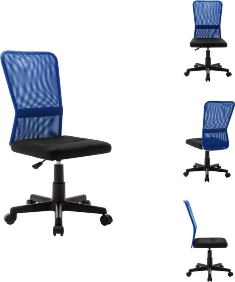VidaXL Bureaustoel Bureaustoelen Stoel Stoelen Kantoorstoel 44x52x100 cm mesh stof zwart en blauw